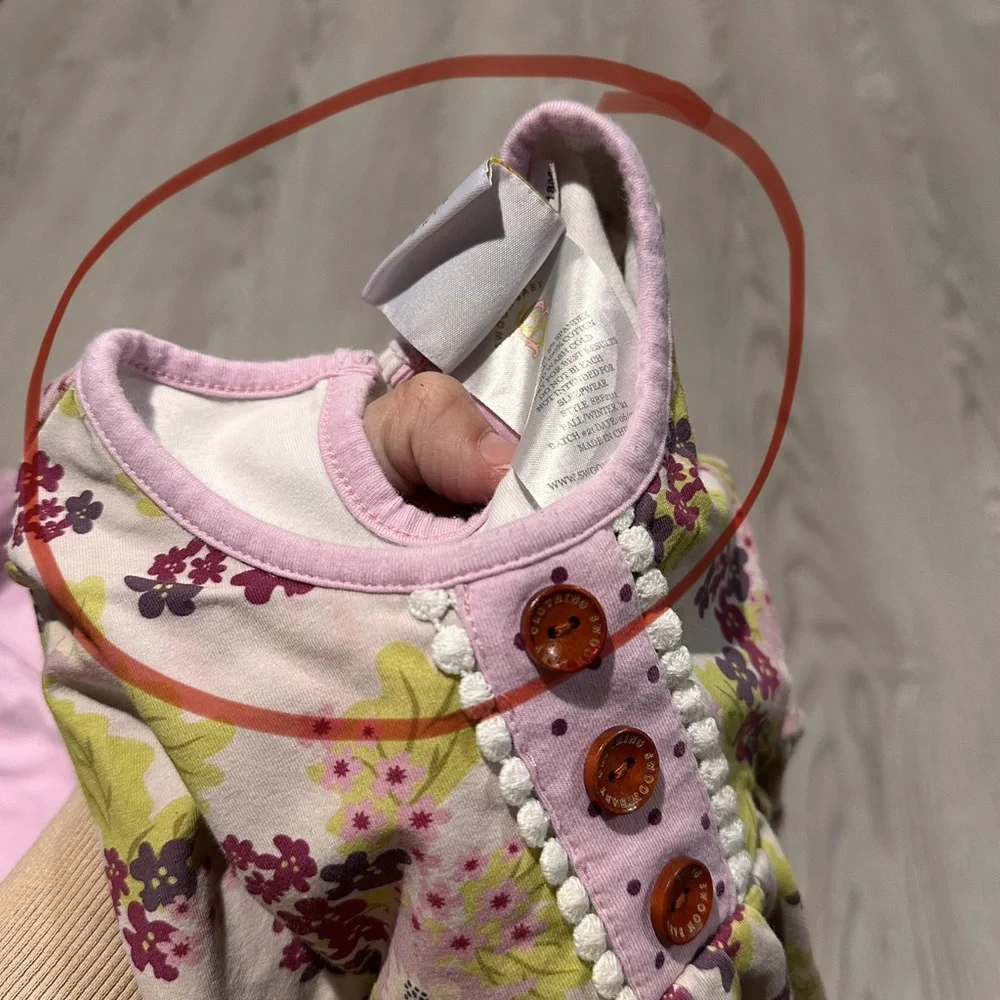 Swoon Baby‎ Clothing Purple and green Floral Dress & ruffle button leggings 18M